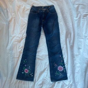 Y2K floral XOXO flare jeans